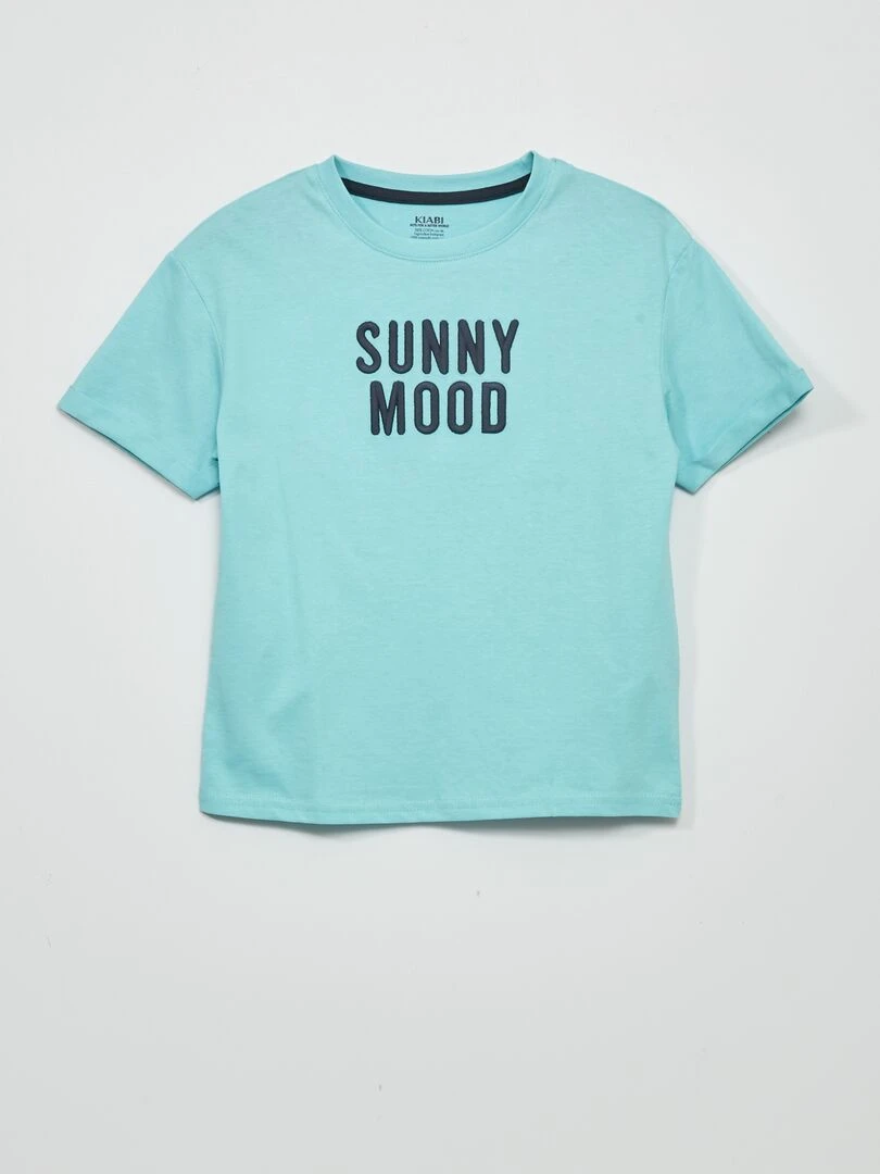 T shirt avec animation en relief Bleu