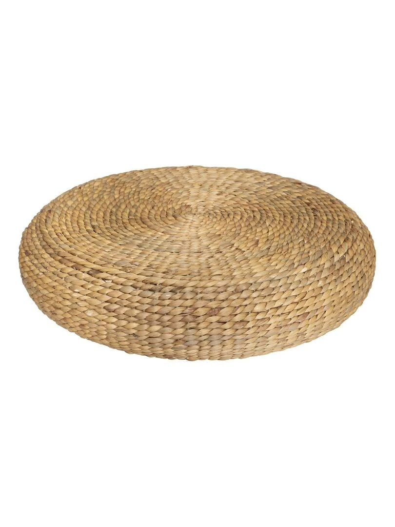 Pouf rond en tresse Beige