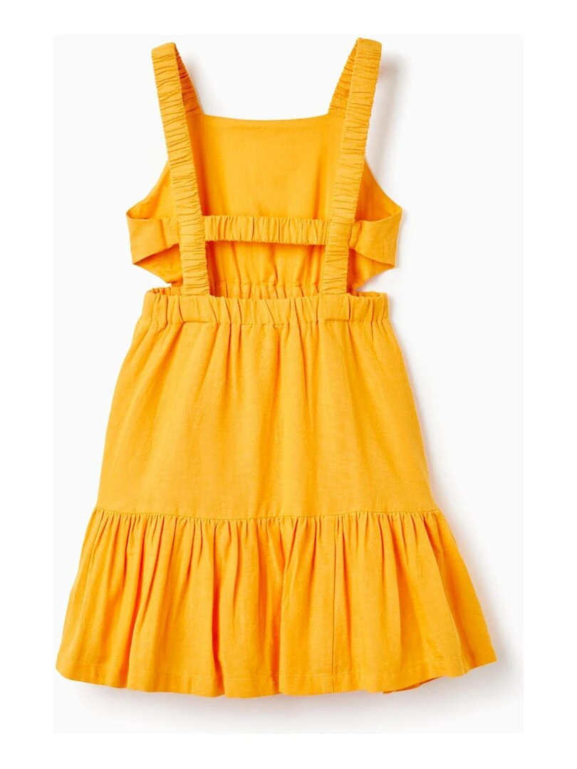 Robe En Mélange De Lin Pour Fille manches courtes MATISSE Jaune