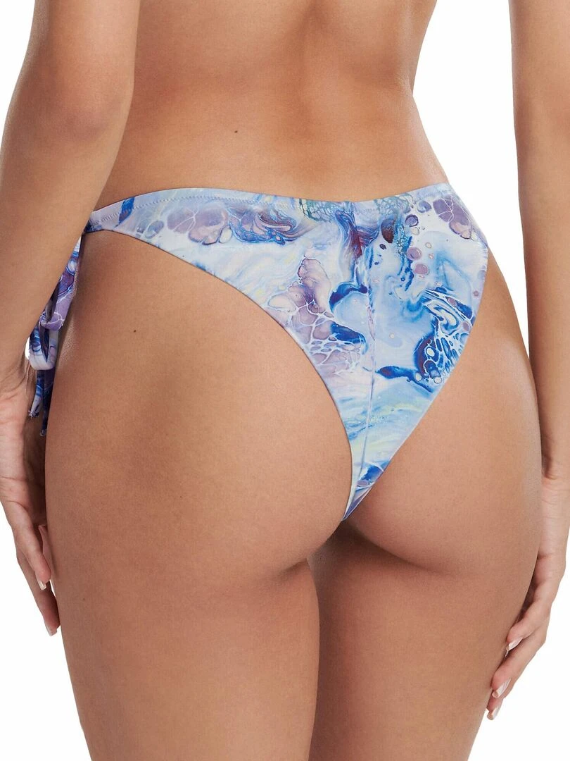 Bas maillot de bain brésilien taille basse à nouettes Indonesia Bleu