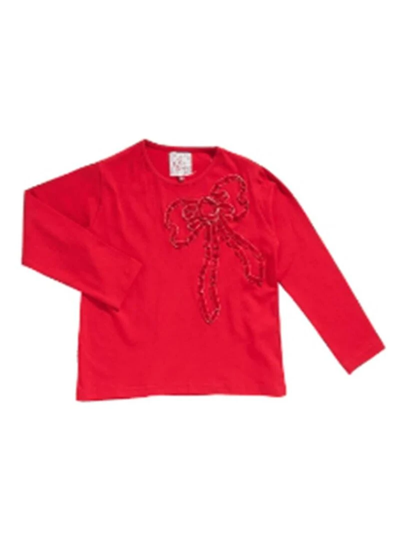 T shirt manches longues fille FANION MISS GIRLY Rouge