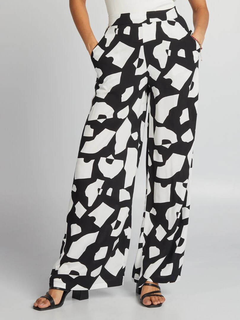 Pantalon large imprimé Noir