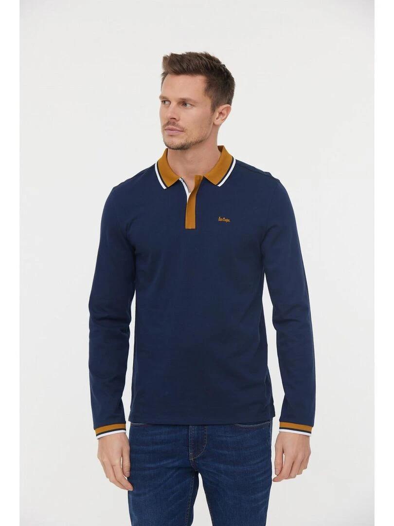 Lee Cooper   Polo manches longues coton regular BOCE   Bleu marine