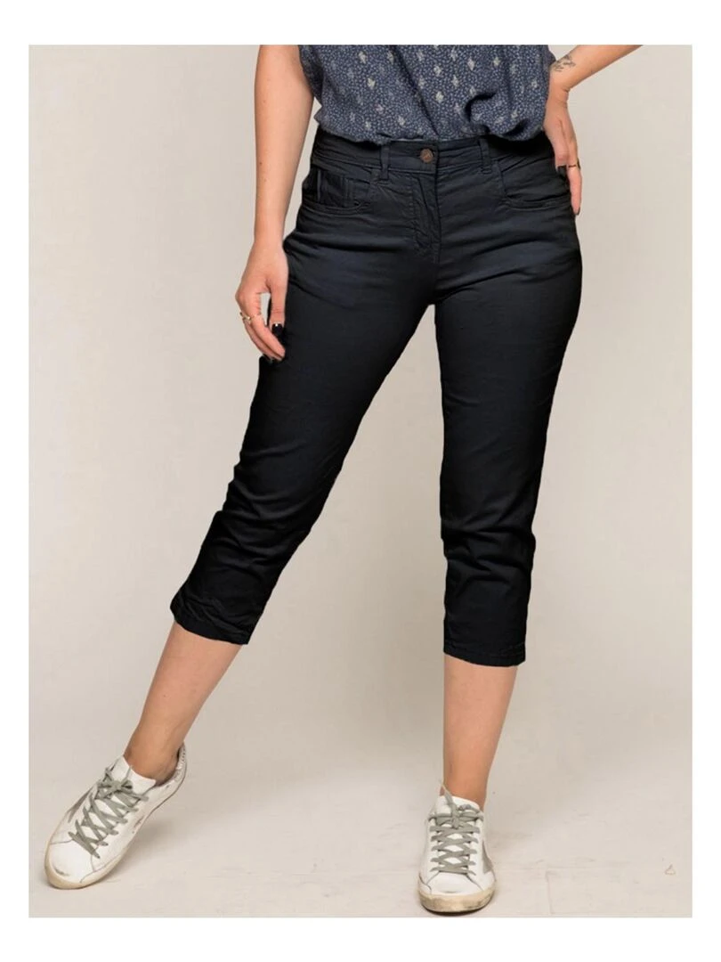 Pantacourt slim en coton stretch XETRA Bleu marine