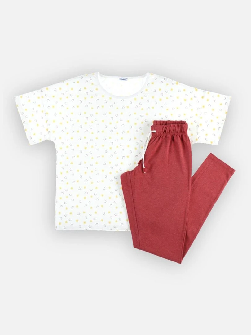 Pyjama 2 pièces maman ecru/roos Noukie's Blanc