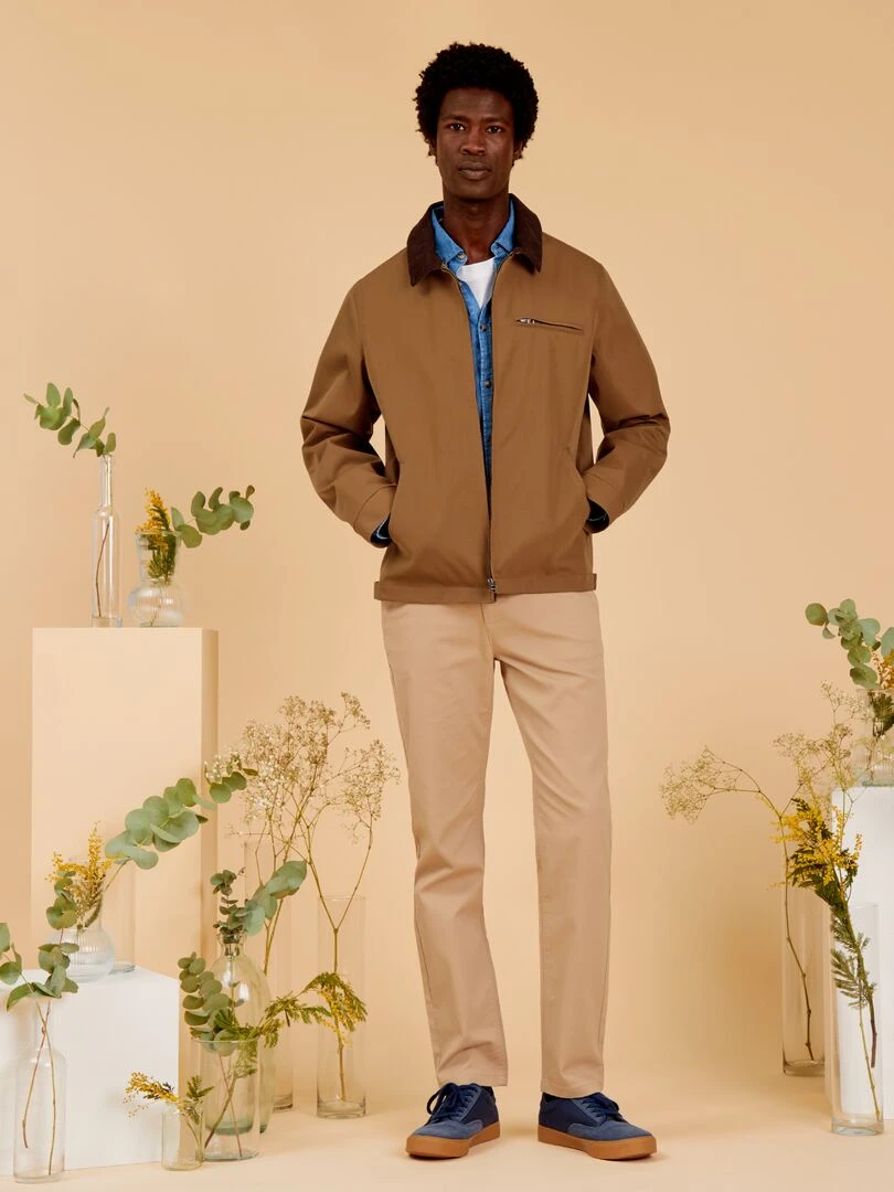 Veste courte avec col en velours Beige