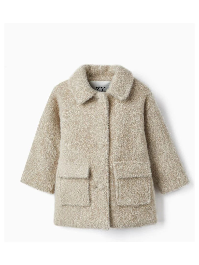 Manteau en fourrure avec poches pour bébé fille LITERATURE CLUB Beige clair