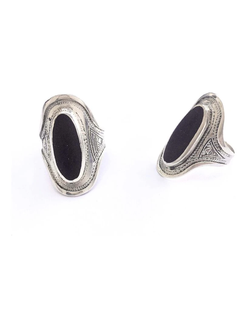 Bague Touareg ébène navette Bijoucolor Argent