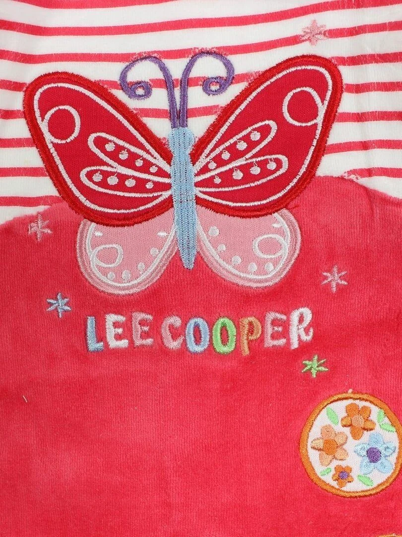 Lee Cooper   Grenouillere bébé fille imprimé Lee Cooper en coton   Rouge