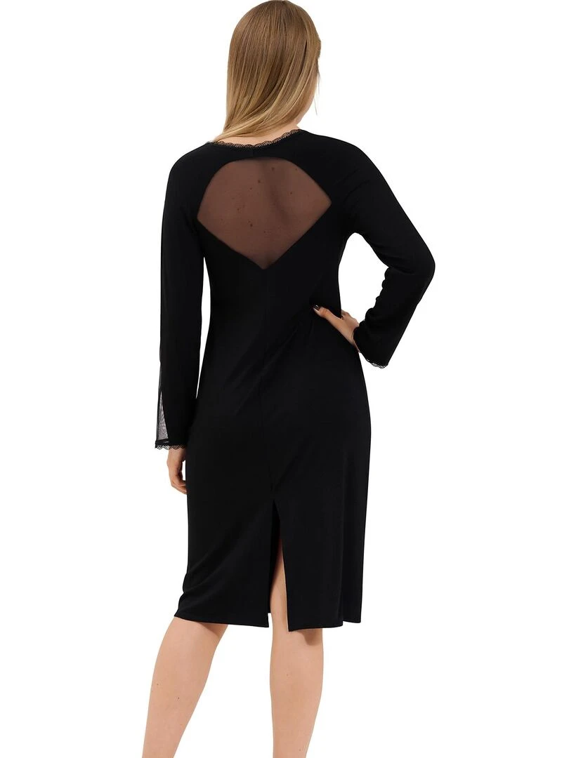 Chemise de nuit manches longues Sympathy Noir