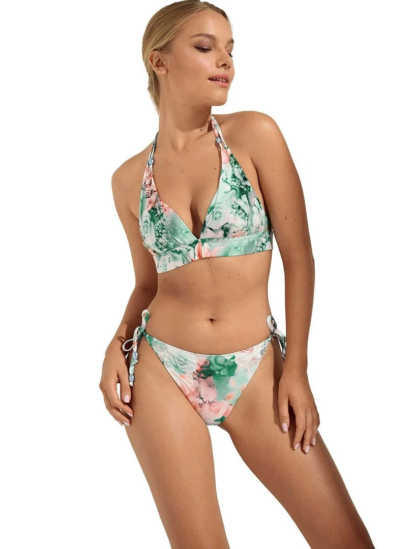 Bas maillot slip de bain taille basse à nouettes Japan   Vert