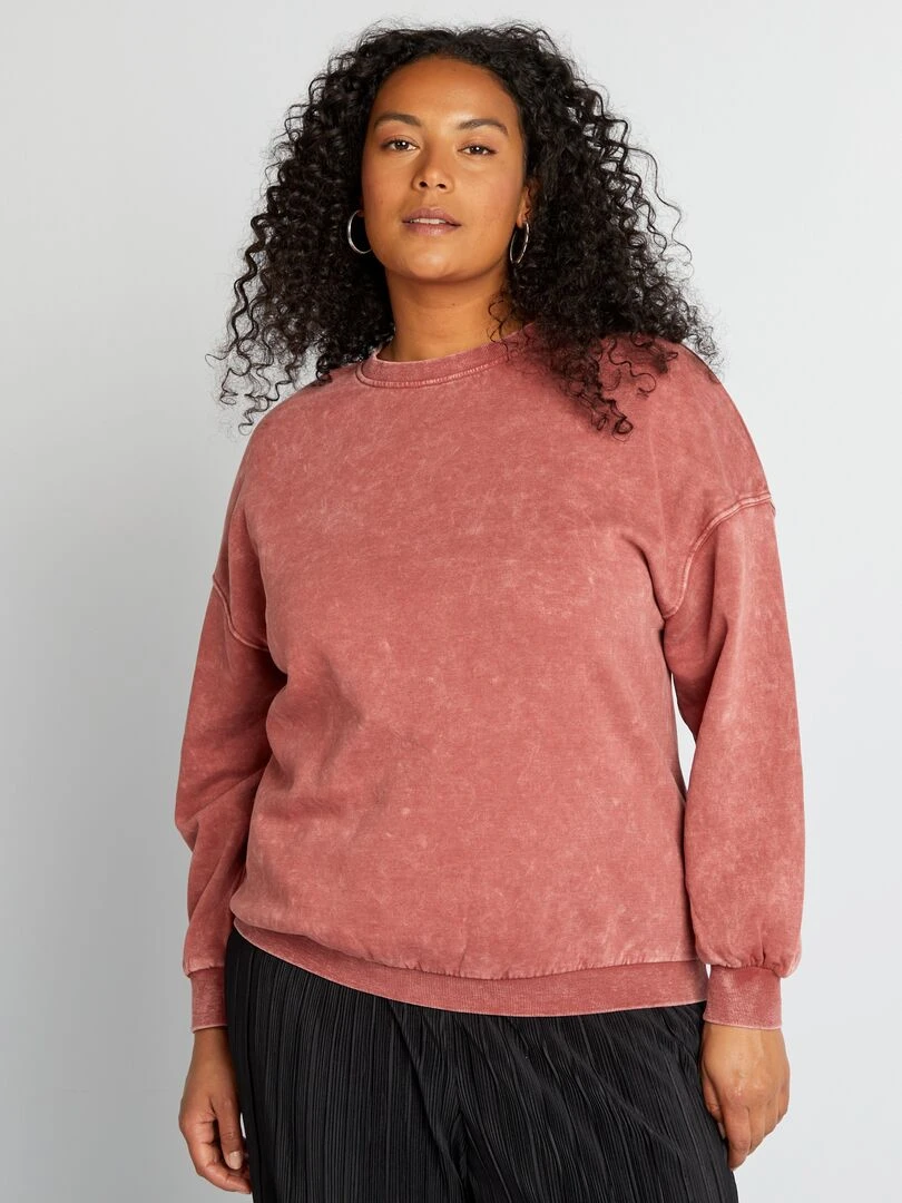 Sweat oversize effet délavé   Rouge