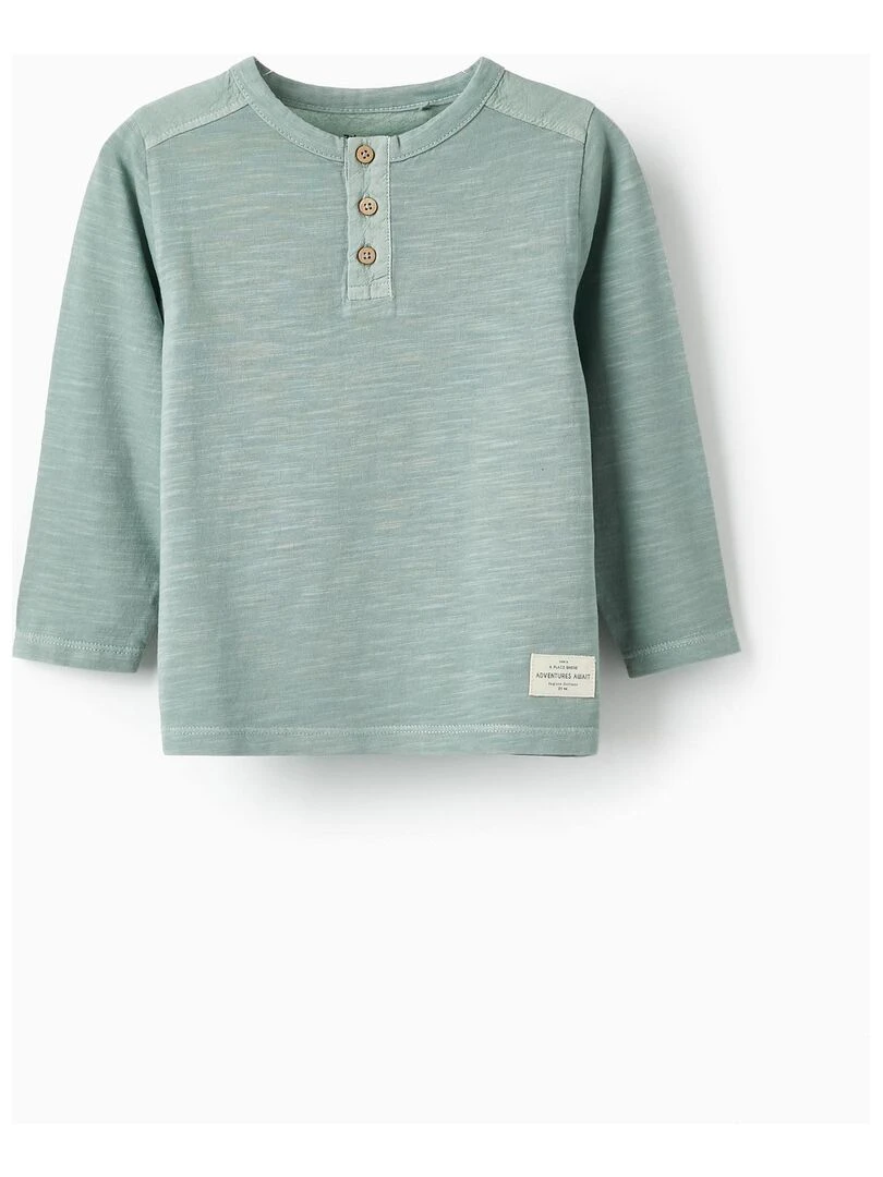 T shirt en coton pour bébé garçon manches longues SICILIAN DAYS Vert clair