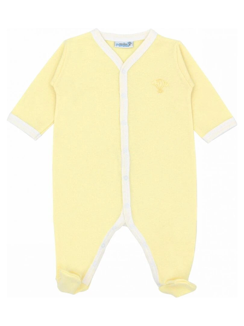 Pyjama été léger 100% coton biologique 1 à 6 mois Jaune poussin