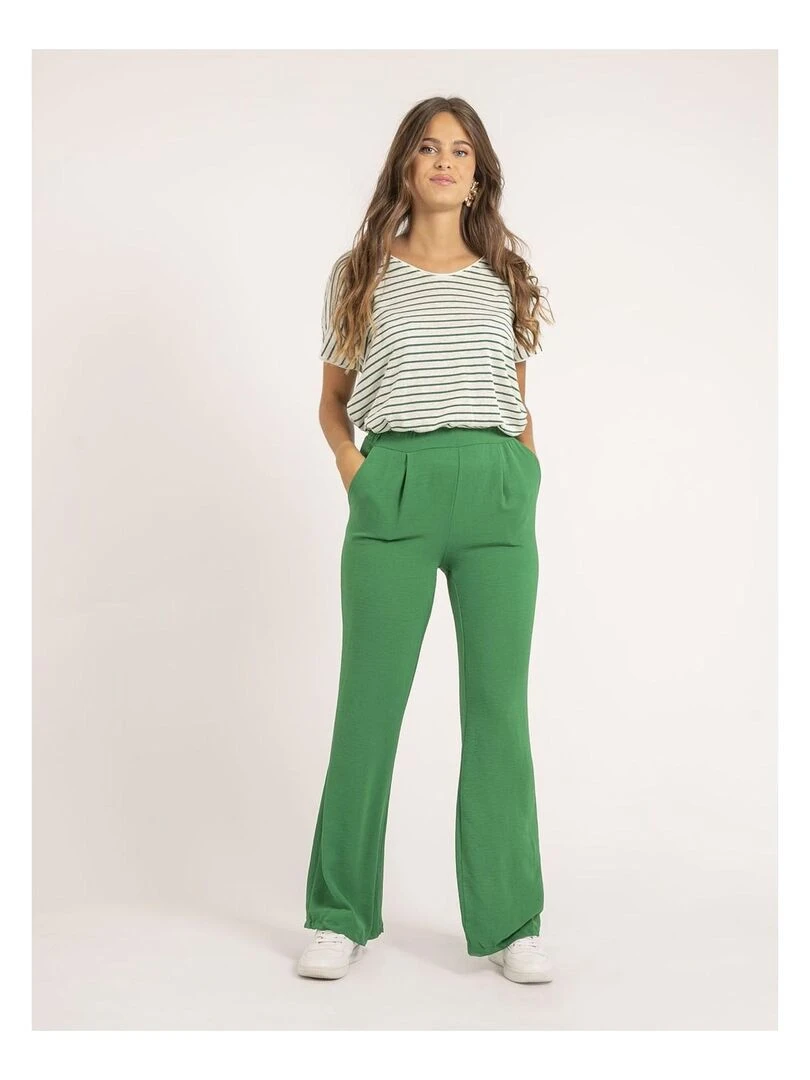 T shirt col V rayures FERKUS   Vert