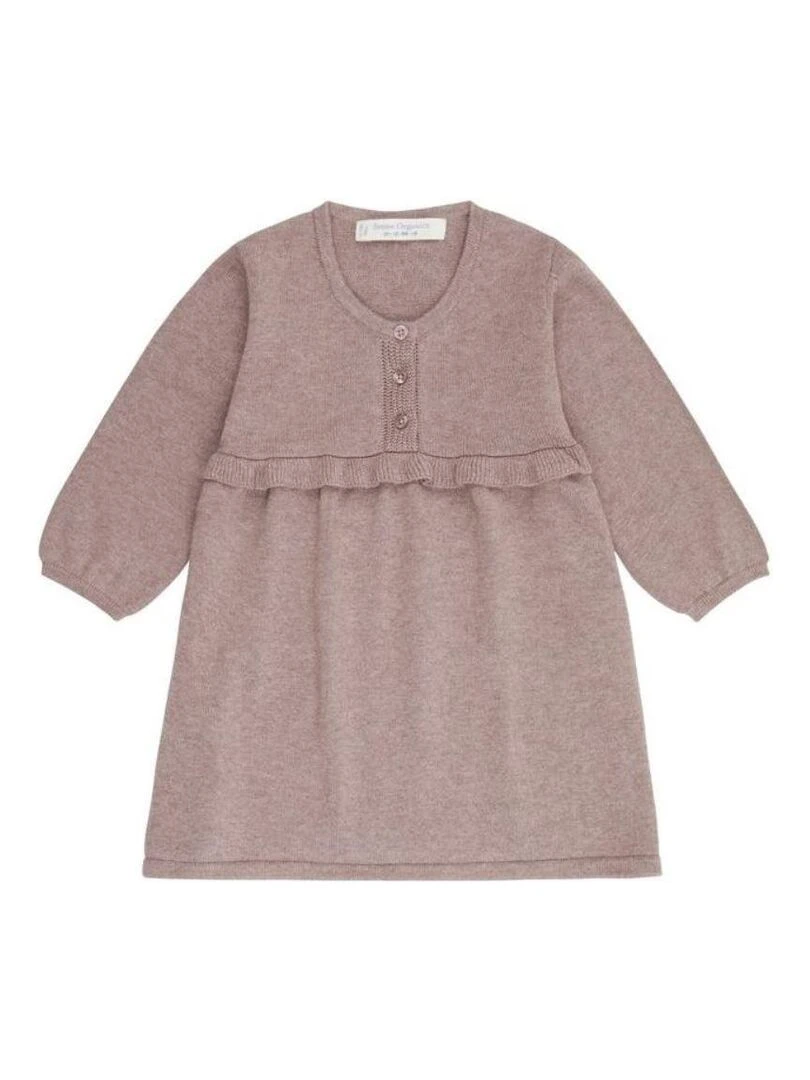 Robe Bébé Bio en Tricot Gris Rose Rose