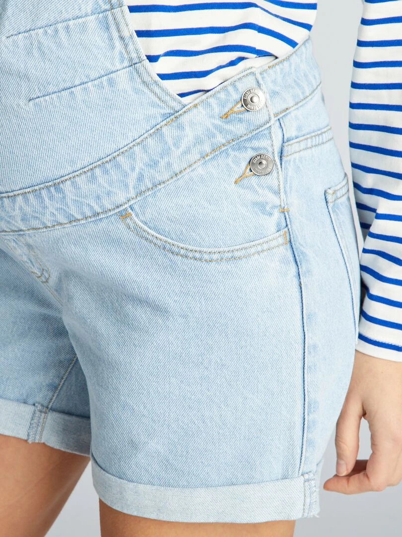 Salopette short grossesse en denim   Triple stone