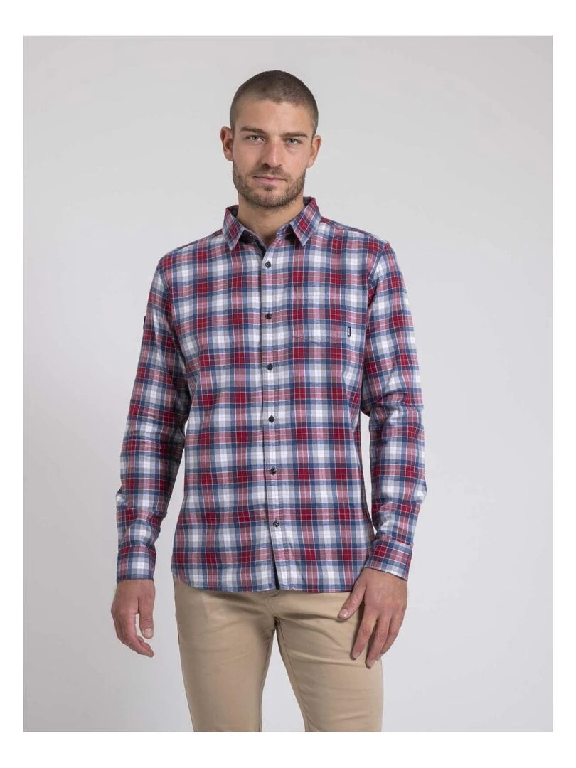 Chemise manches longues carreaux pur coton flanelle TADONOL Rouge