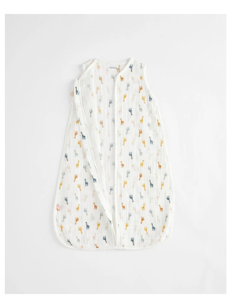Gigoteuse 70 cm imprimés girafes en mousseline BIO Blanc