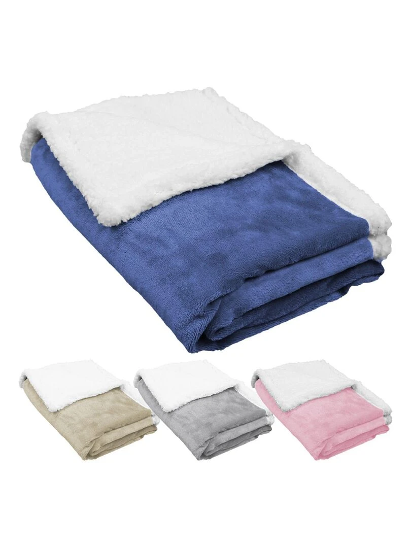 Lot de 5 couvertures plaids polaires pour bébé en flanelle et sherpa ultra doux Monsieur Bébé Bleu