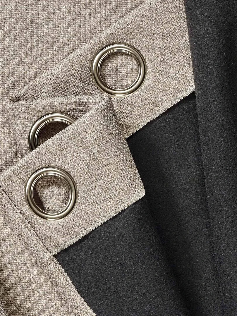 Rideau thermique jacquard doublé flanelle   Beige