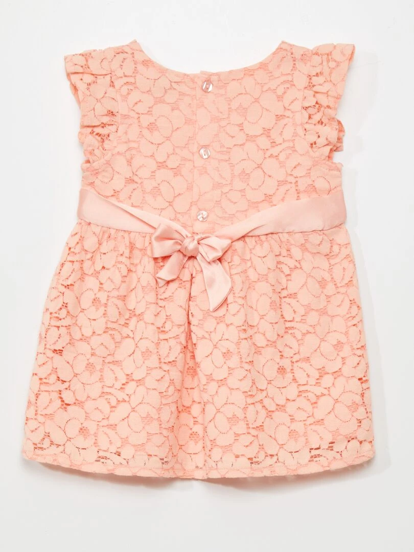 Robe en dentelle avec ceinture Rose