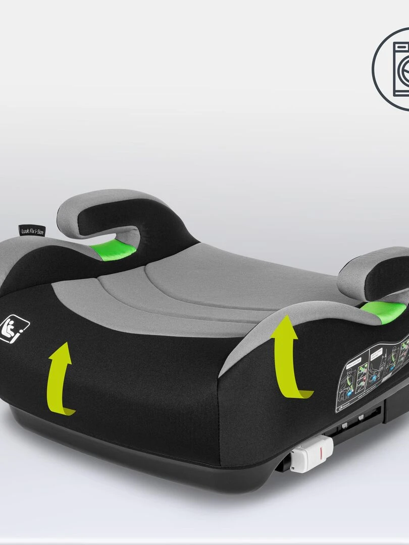 Réhausseur bas LIONELO Luuk Fix i Size   Groupe 2/3   ISOFIX   Gris   Noir Gris