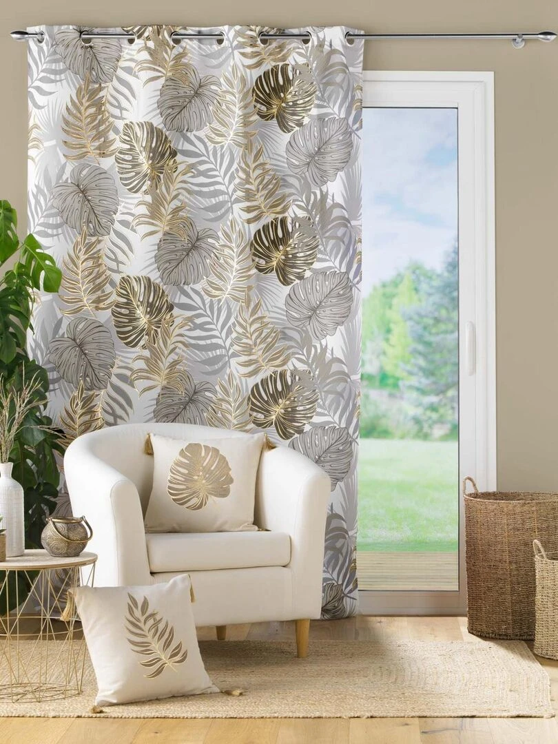 Coussin en coton au style nature dorée   Beige