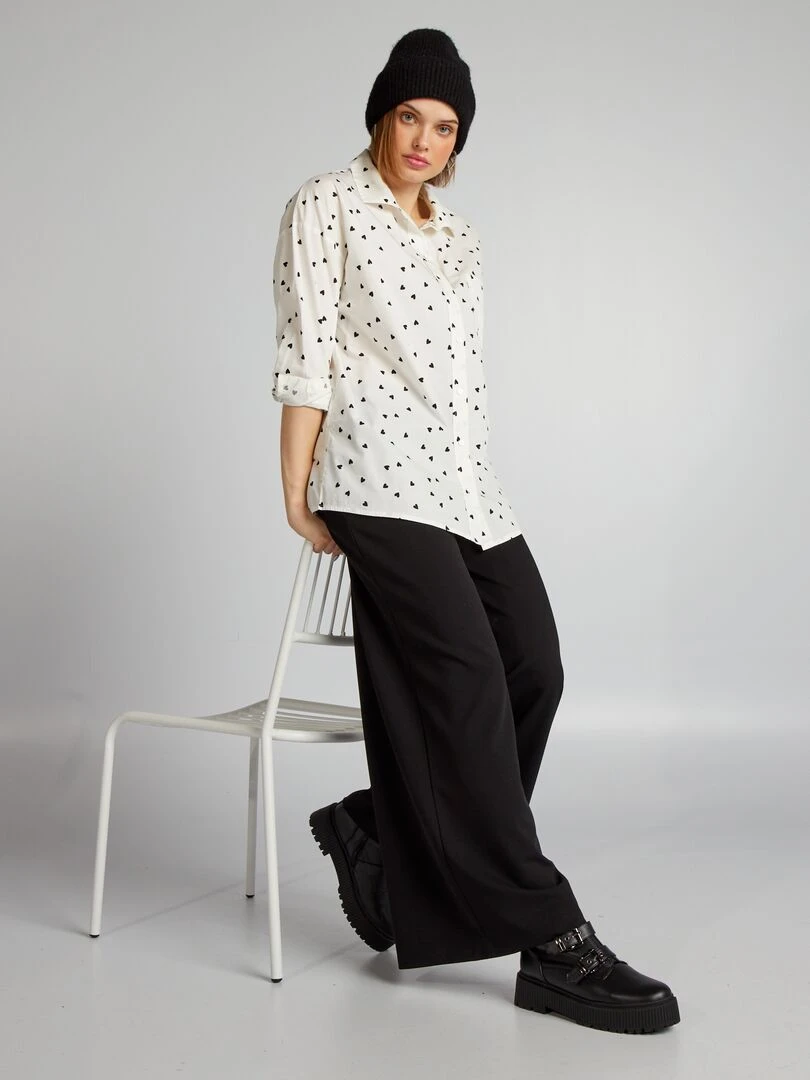 Chemise à motif 'cœurs' Noir
