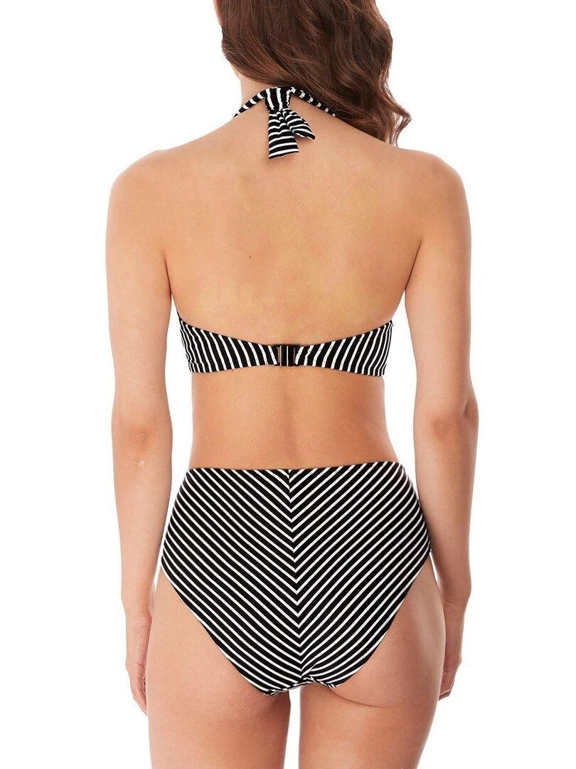 Haut de maillot tour de cou à rayures Beach hut   Noir