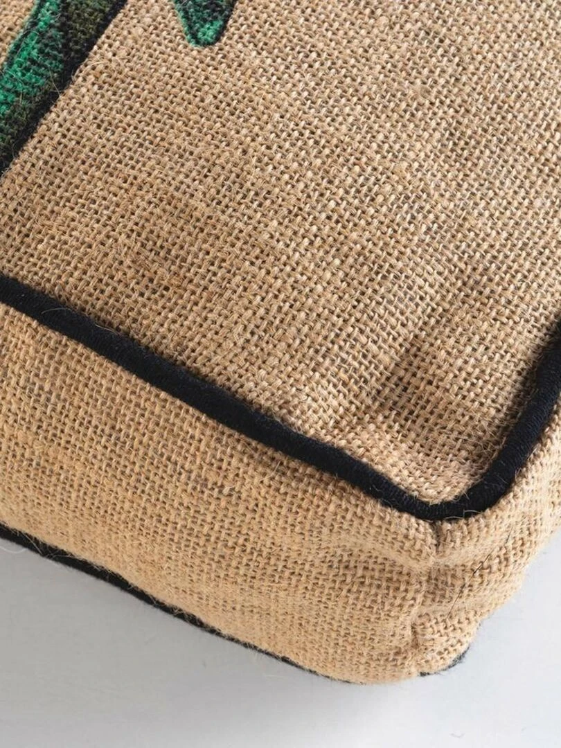 Coussin de sol 40x40 cm jute imprimé Balinesia   Beige