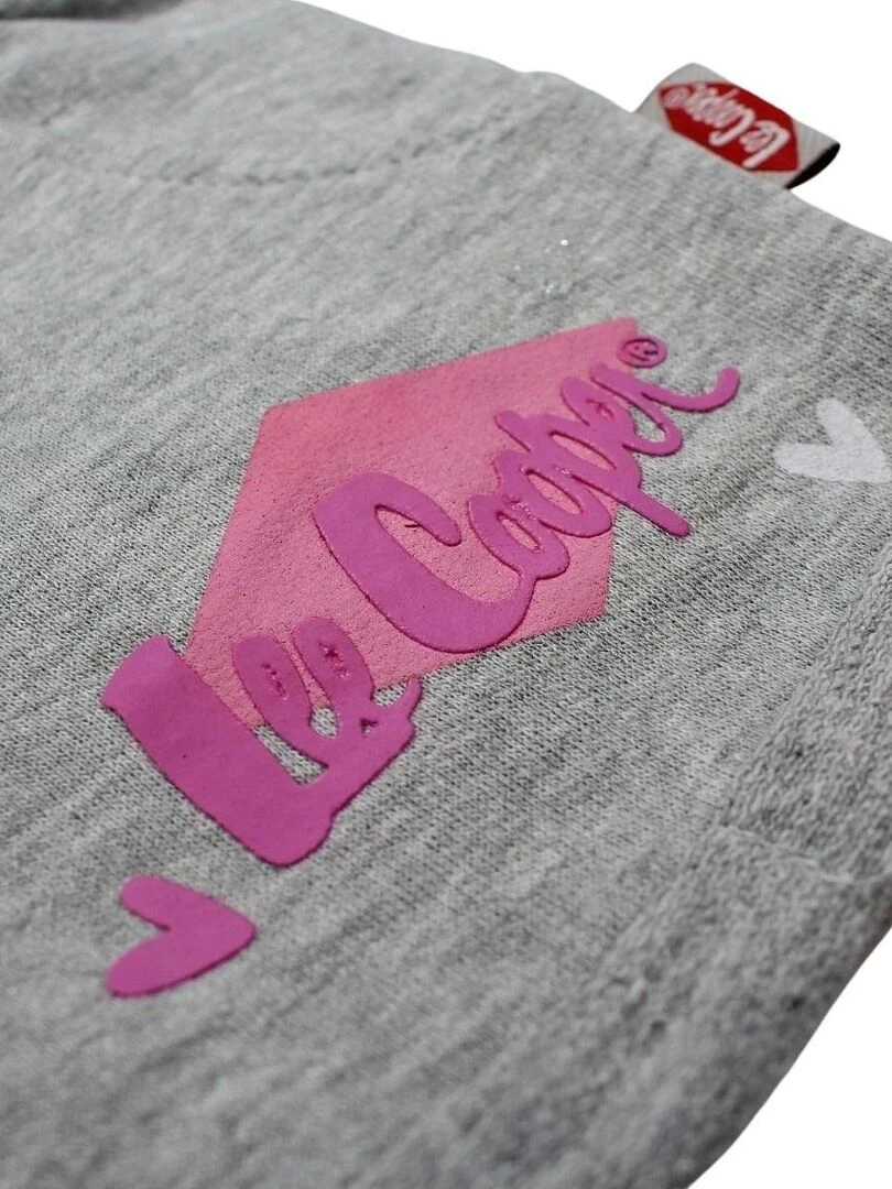 Lee Cooper   Short fille imprimé logo en coton   Gris