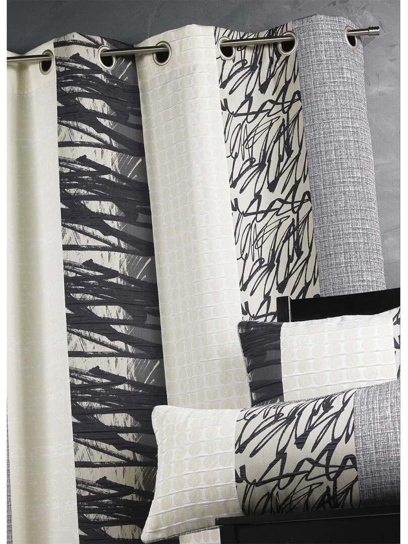 Rideau jacquard rayures verticales Blanc cassé