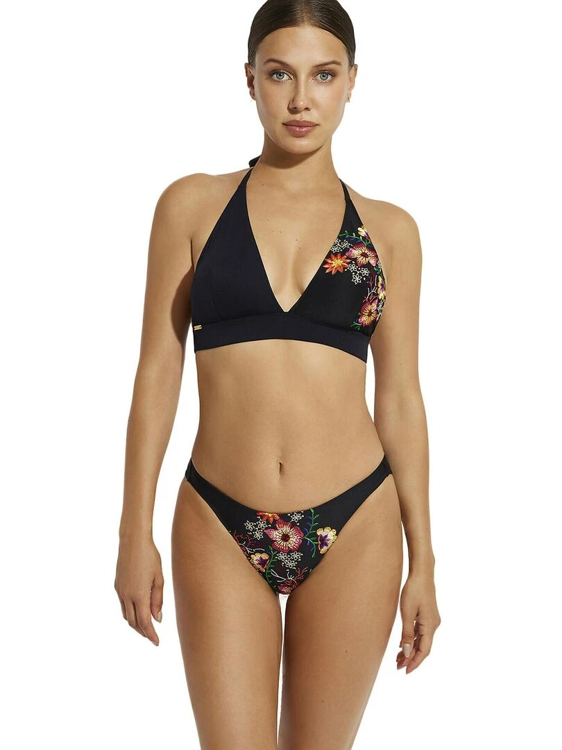 Haut maillot de bain triangle préformé dos nu Julieta   Noir