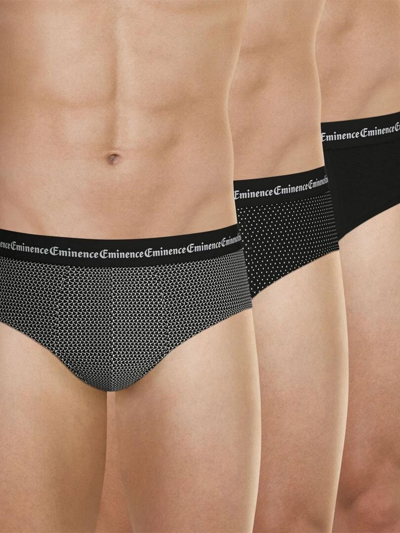 Lot de 3 slips homme Business Print Noir