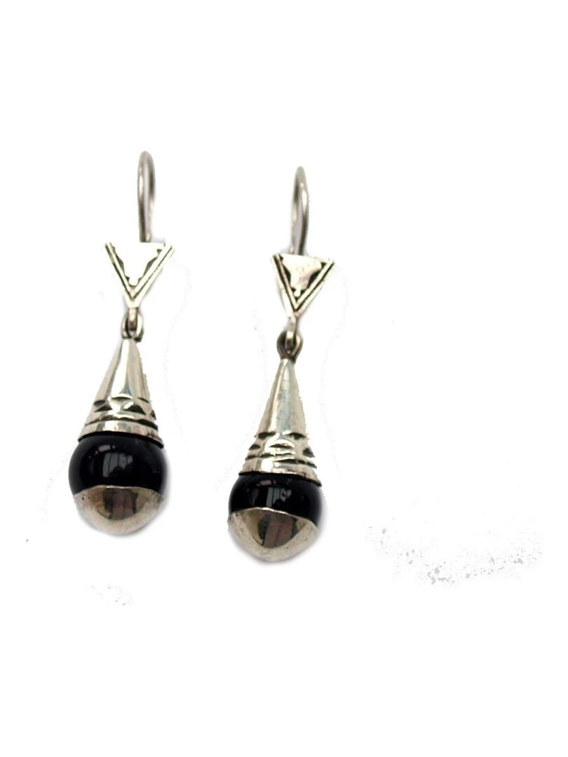 boucles d'oreilles touareg argent agate  Bijoucolor   Noir