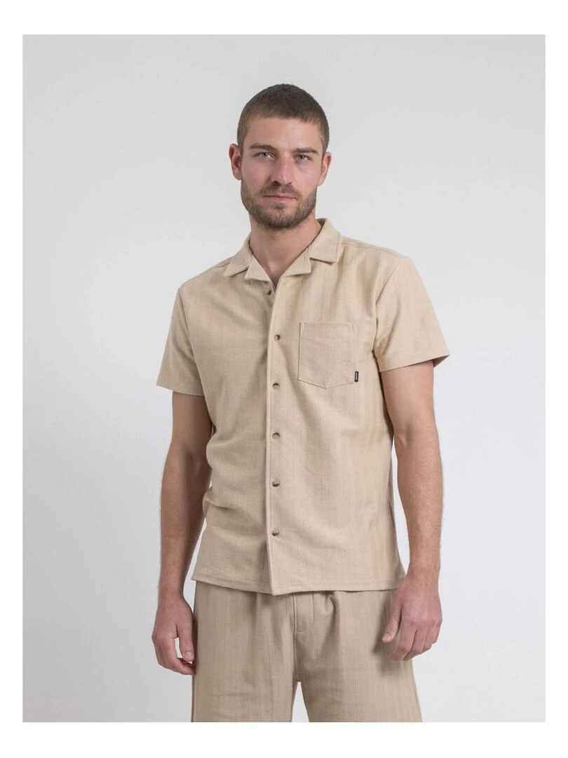 Chemise manches courtes maille coton DOJOPARIS Beige