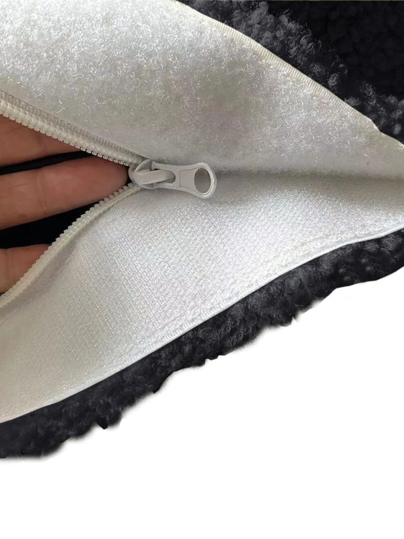 Pouf Bouclette  Sherpa   Doux et Déhoussable   Bananair   Noir