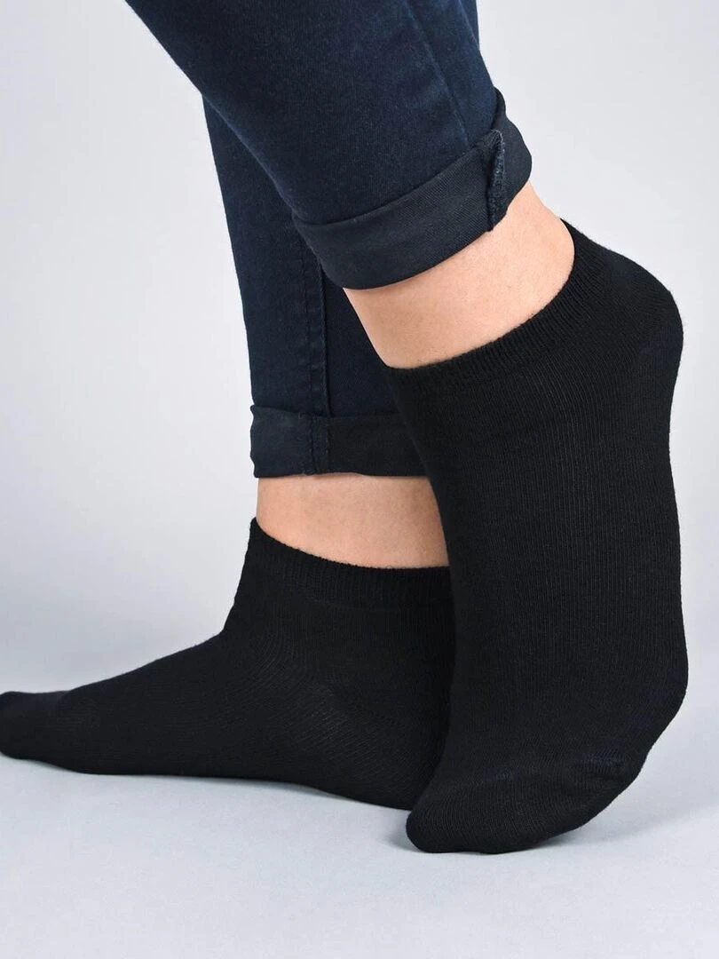 Socquettes Coton Prémium Lot 10 Paires Fabrication UE Noir