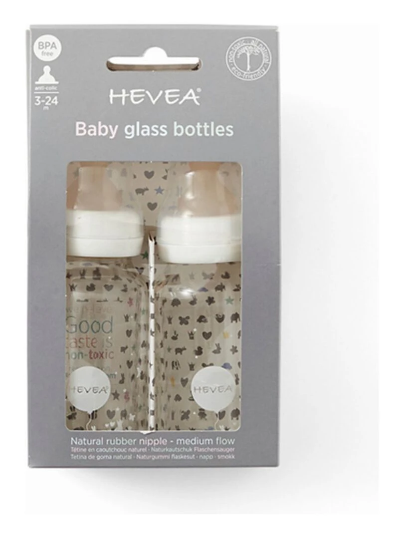Lot de 2 biberons en verre 120ml Multicolore