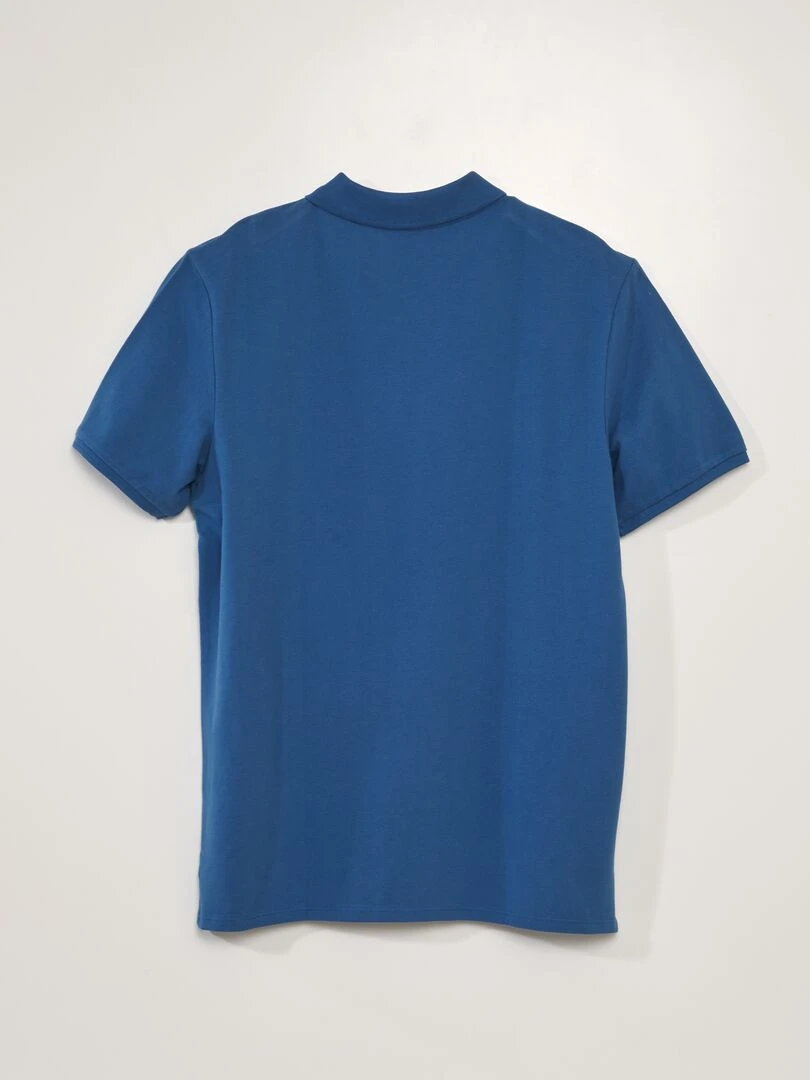 Polo en piqué de coton Bleu