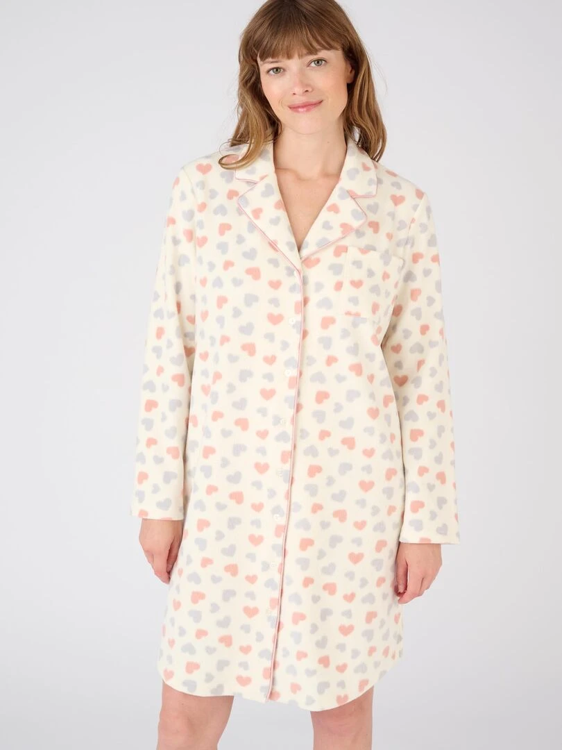 Chemise de nuit liquette polaire Thermolactyl Damart Ecru