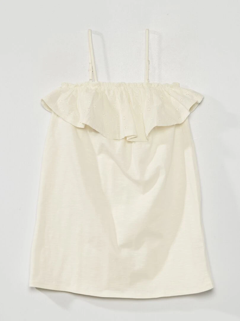 Robe volantée avec broderie blanc