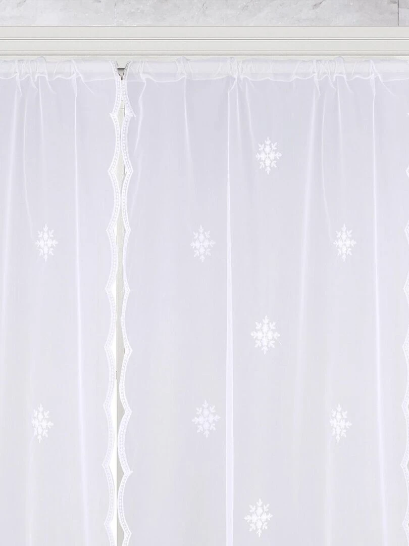 Paire de vitrage motif flocons   Blanc