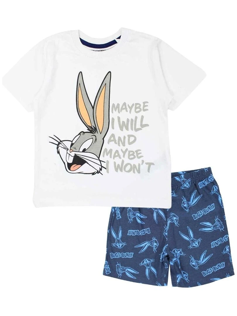 Looney Tunes Ensemble T shirt short garçon Imprimé Bugs Bunny Blanc