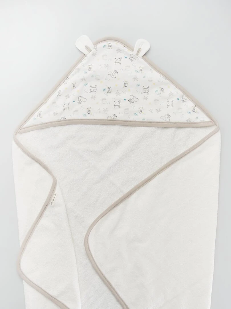 Ensemble cape de bain + gant beige