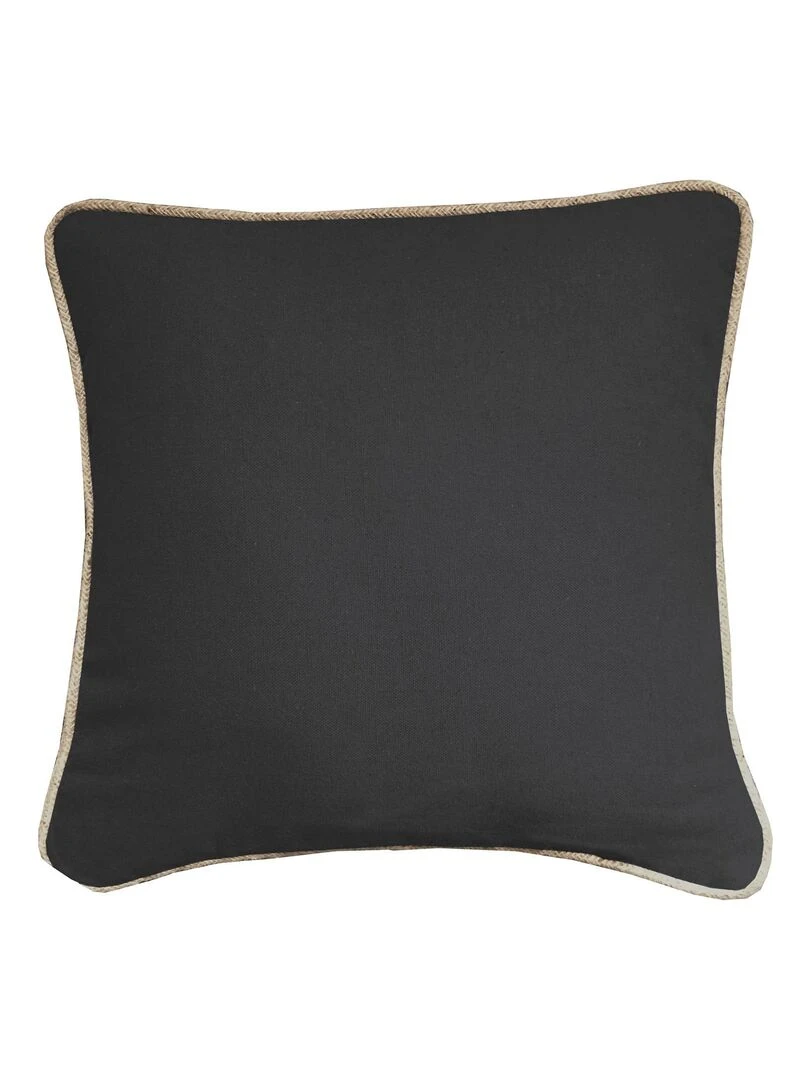 Coussin coton recyclé piping jute 'Deko&co' Noir