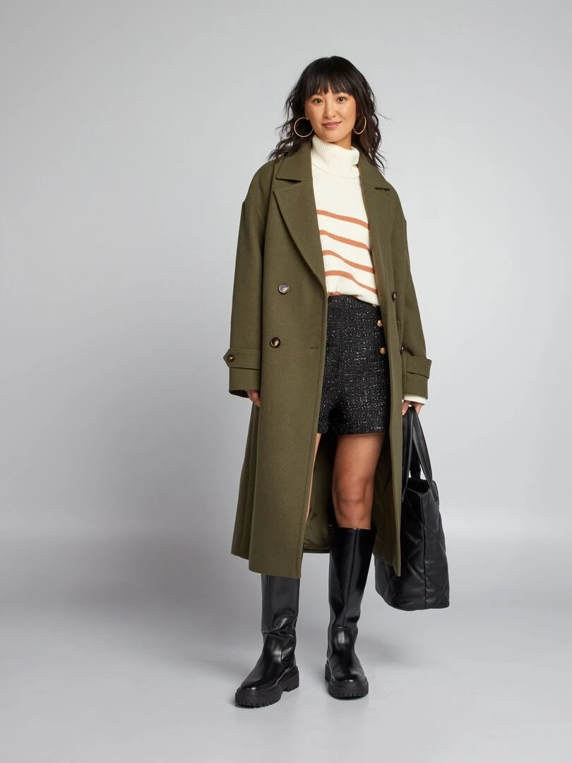 Short en tweed avec boutons noir