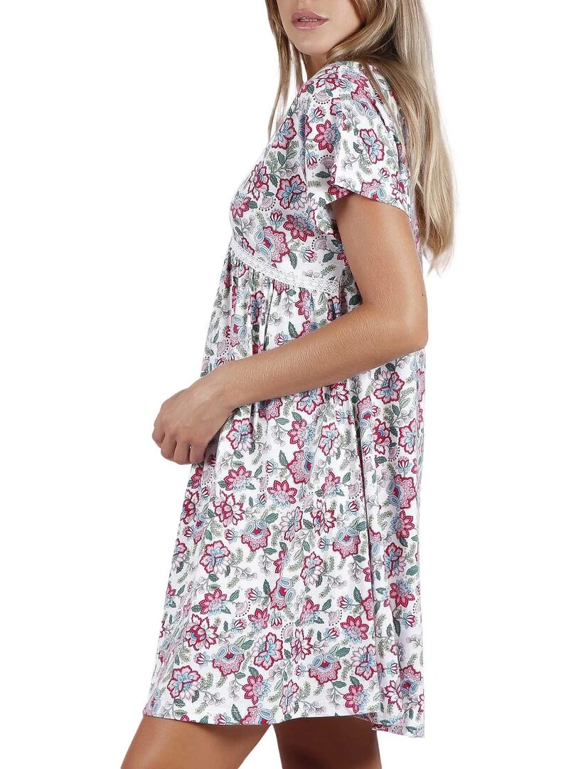 Robe estivale manches courtes Manila   Rose