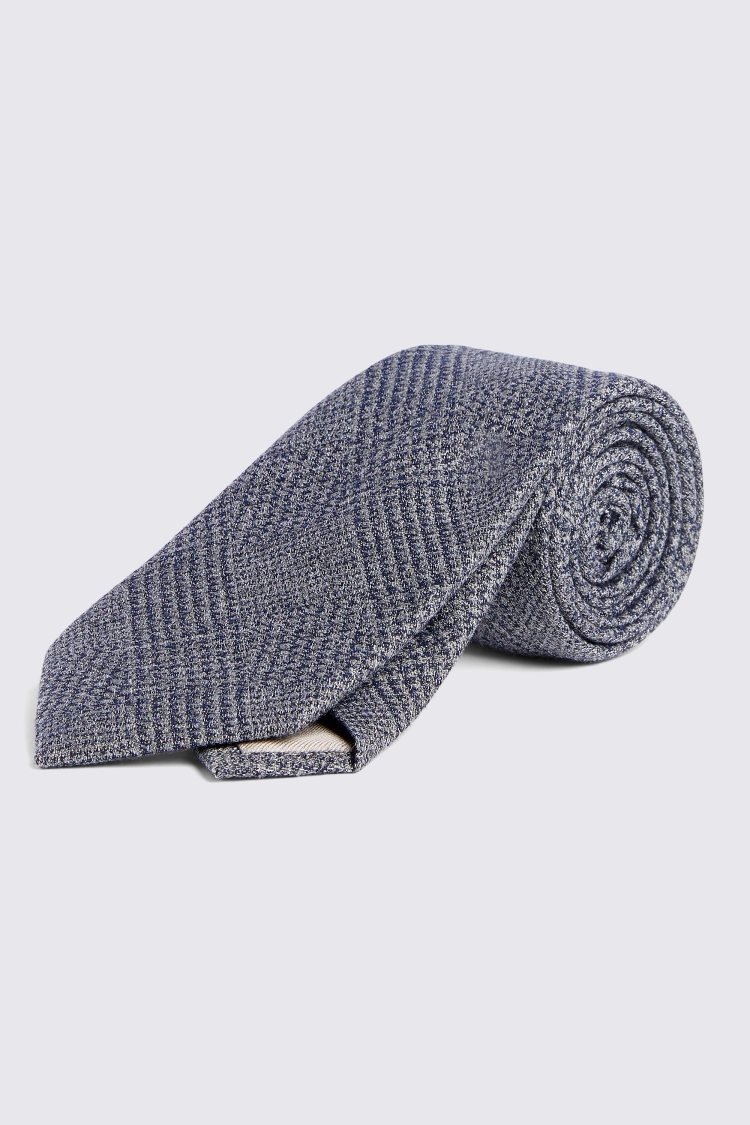 Navy Silk Blend Prince of Wales Check Tie Buy Online at Moss